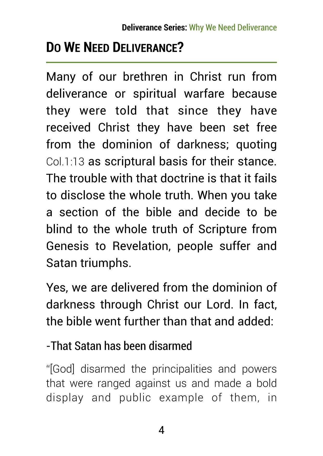 Deliverance Series: Why We Need deliverance